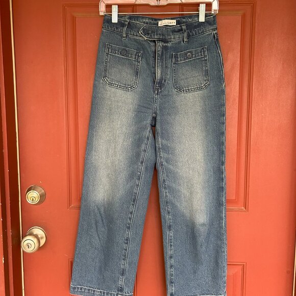 Loft Wide Leg Crop Jeans in Vintage Indigo Wash 24P - Picture 3 of 4